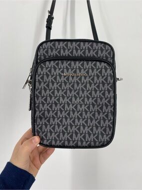 Michael Kors Black & Gray MK Monogram Crossbody Belt Bag